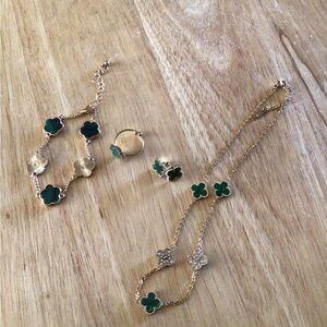 Gold-Tone Bracelet with Green Clover Accents